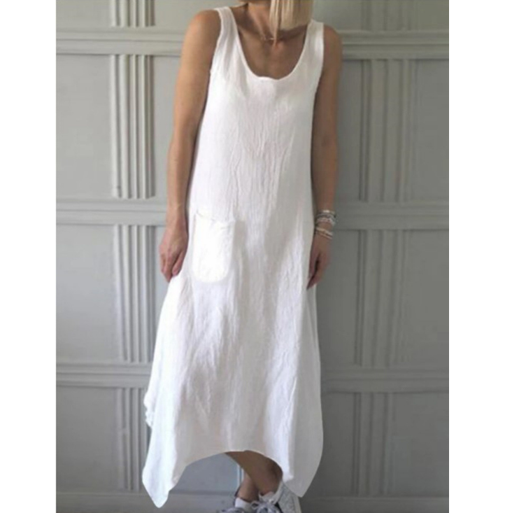 Casual Solid Color Pocket Loose Dress