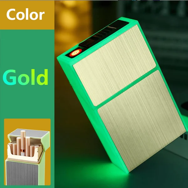 (🔥Last Day Promotion-SAVE 65% OFF) -2 in 1 Rechargeable Flame-Less Windproof Glowing Electric Lighter Cigarette Case-BUY 2 GET 10% OFF & FREE SHIPPING