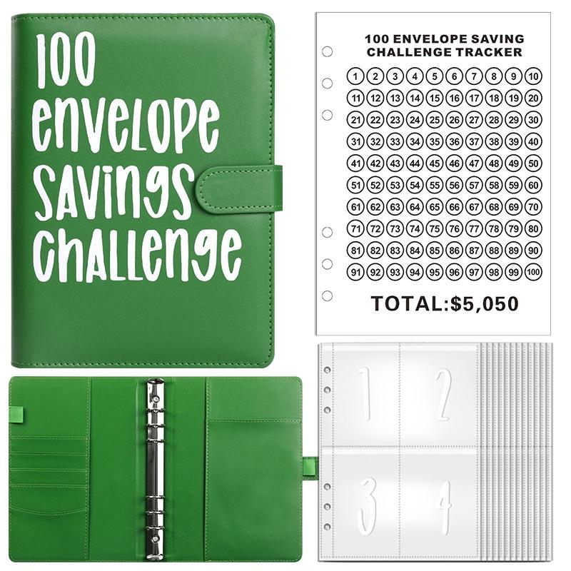 100 Envelope Challenge Binder Set-- A5 Money Saver Budget Binder Book with Cash Envelopes and SAVING CHALLENGE TRACKER