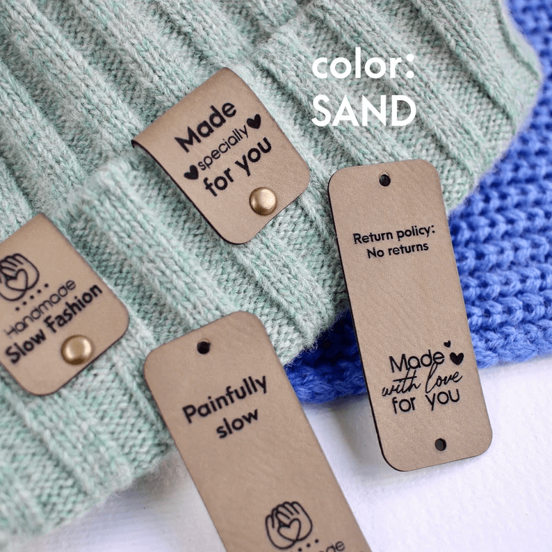Faux leather tags with funny hidden messages - Set of 10