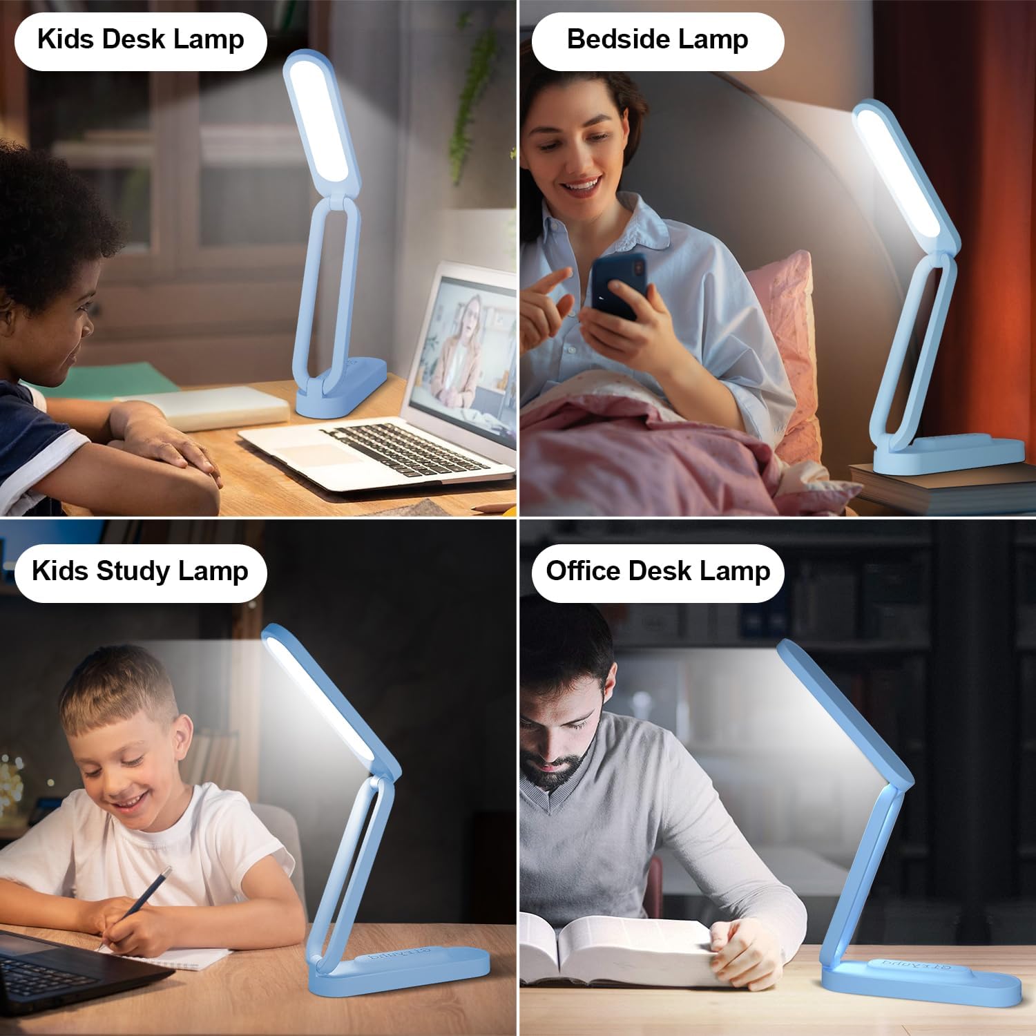 LED Desk Lamp for Office Home & Battery Operated Lamp Rechargeable Lamp Foldable & Portable Light, LED Desk Light Strip, 3 Brightness Dimmable Small Desk Lamp Wireless Reading Lamp