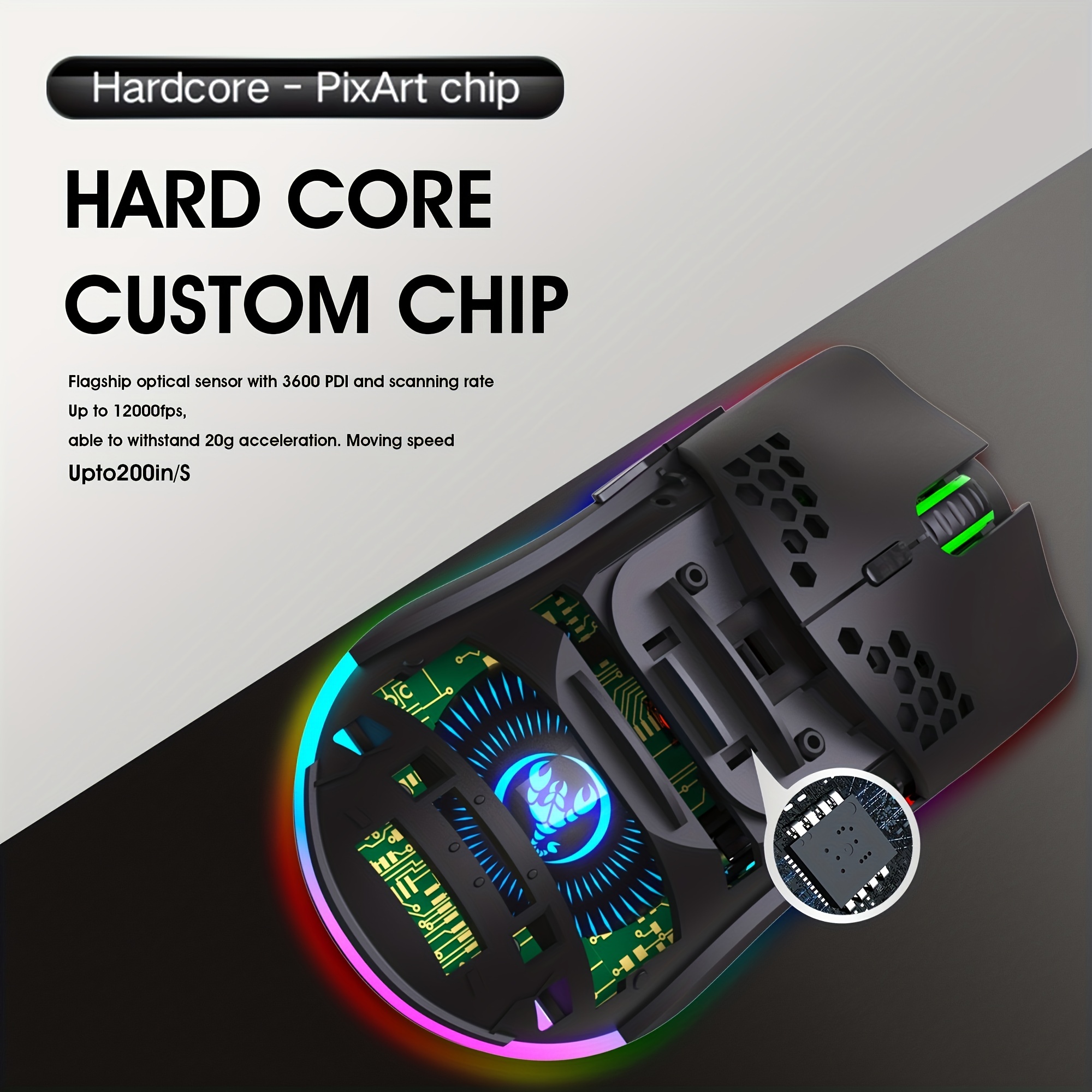 RGB Wireless Gaming Mouse,Ultra-Lightweight Honeycomb Shell Mice With 2.4G Wireless Rechargeable,RGB Spectrum Backlit,7 Buttons,3200DPI,Ergonomic Long Battery Life For PC,PS4 Gamers