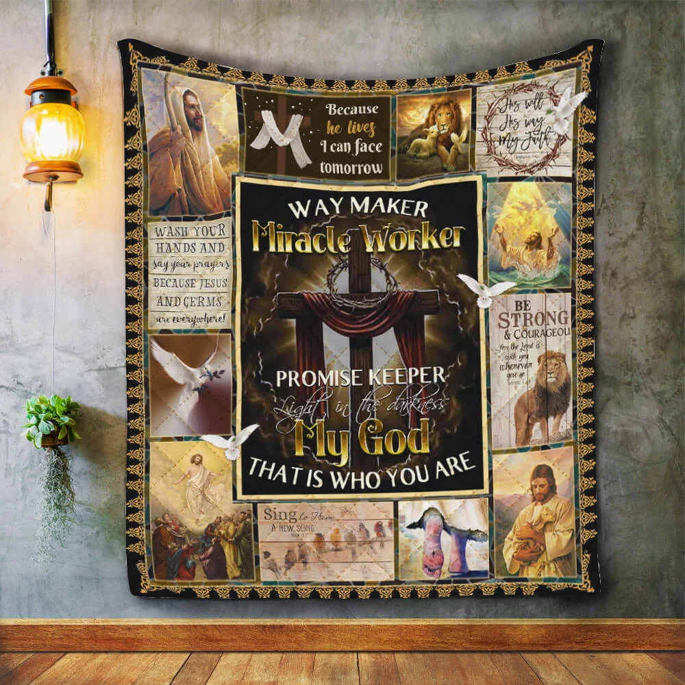 Way Maker, Miracle Worker God Quilt Blanket
