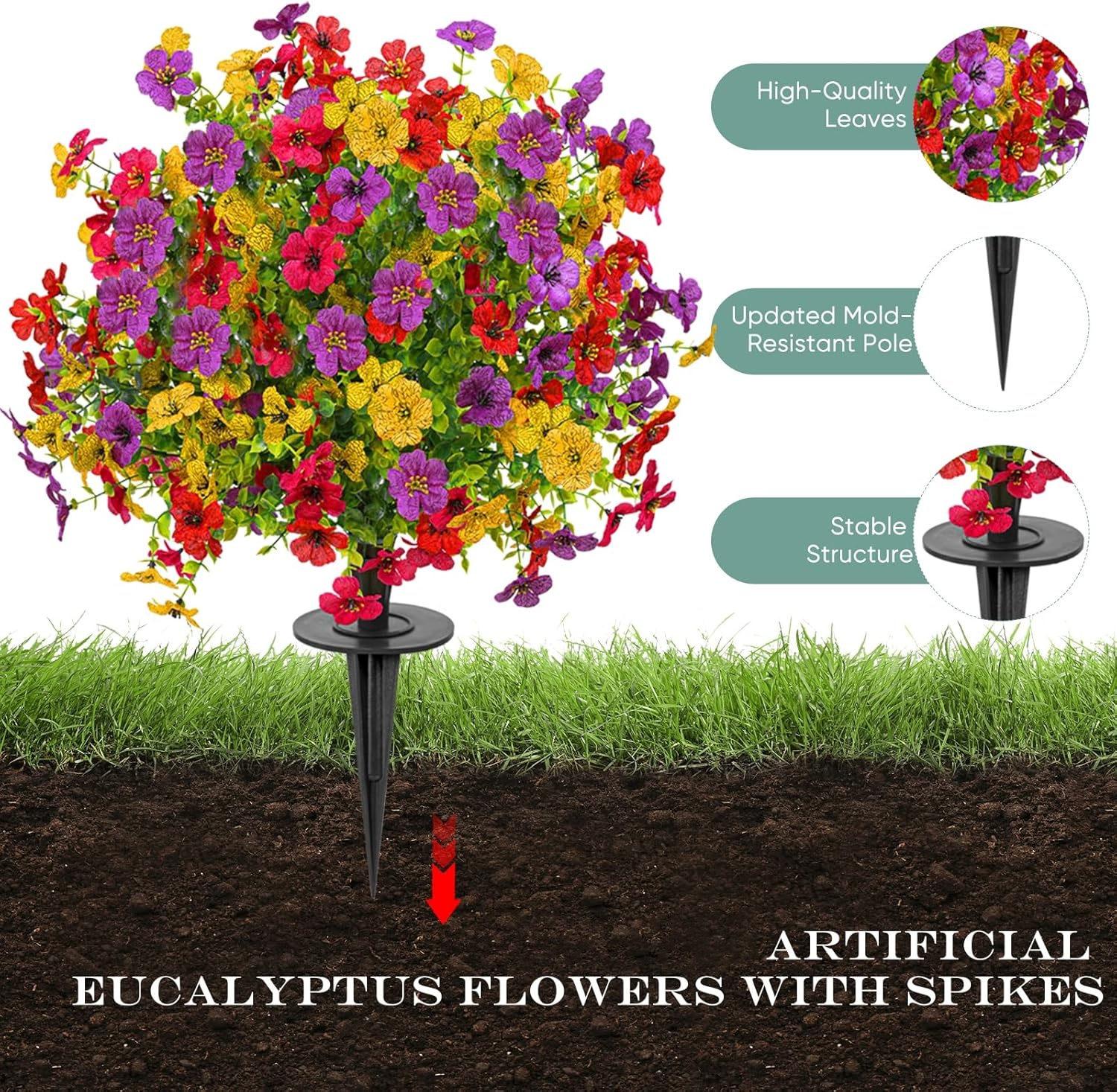 🔥FLASH SALE - 60% OFF🔥UV Resistant Faux Flowers Shrubs with Spikes