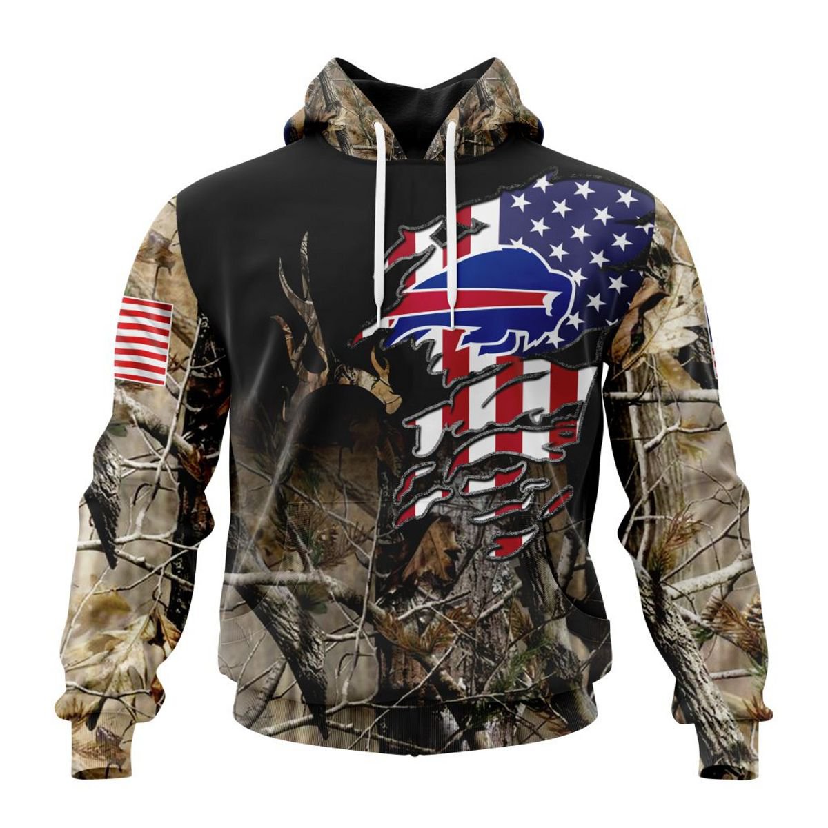 BUFFALO BILLS 3D HOODIE CAMO REALTREE HUNTING