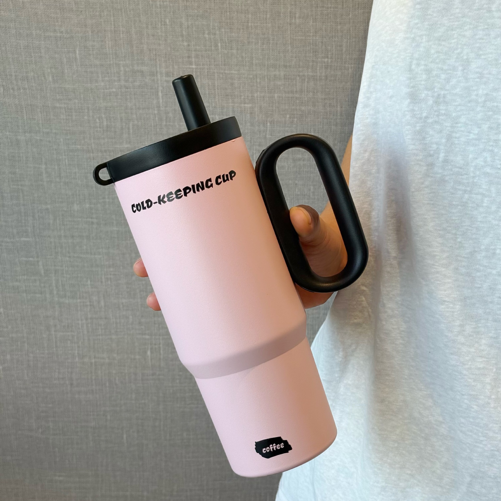 New large-capacity 316 stainless steel insulated cup, ice-cooling cup, new style for women, car-mounted stainless steel straw cup