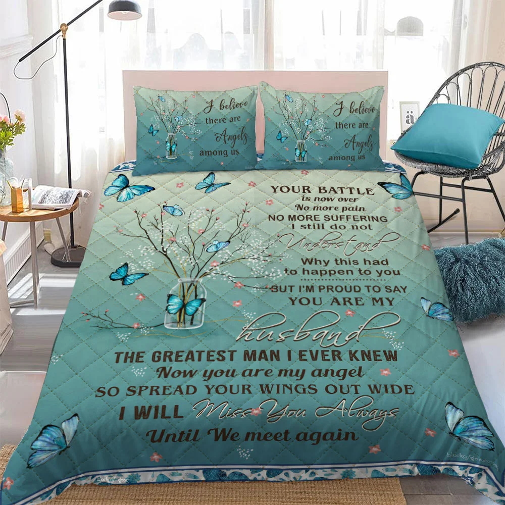 Angel Husband Butterfly Quilt Bed Set