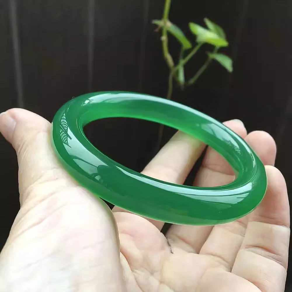 Natural Ice Jade Bangles For women Fine Jewelry Green Chalcedony Charm Jadeite Women's bracelets Items With Free Shipping