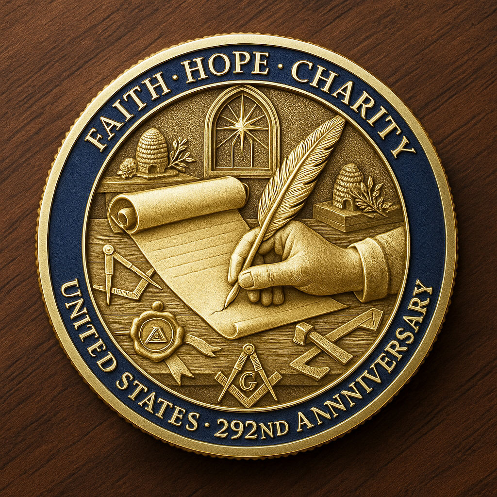 The 292nd anniversary commemorative coin of the American Freemasons