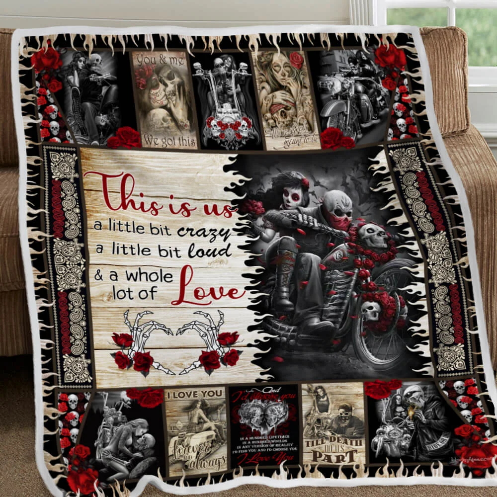 Skull Biker Couple. This Is Us Sofa Throw Blanket