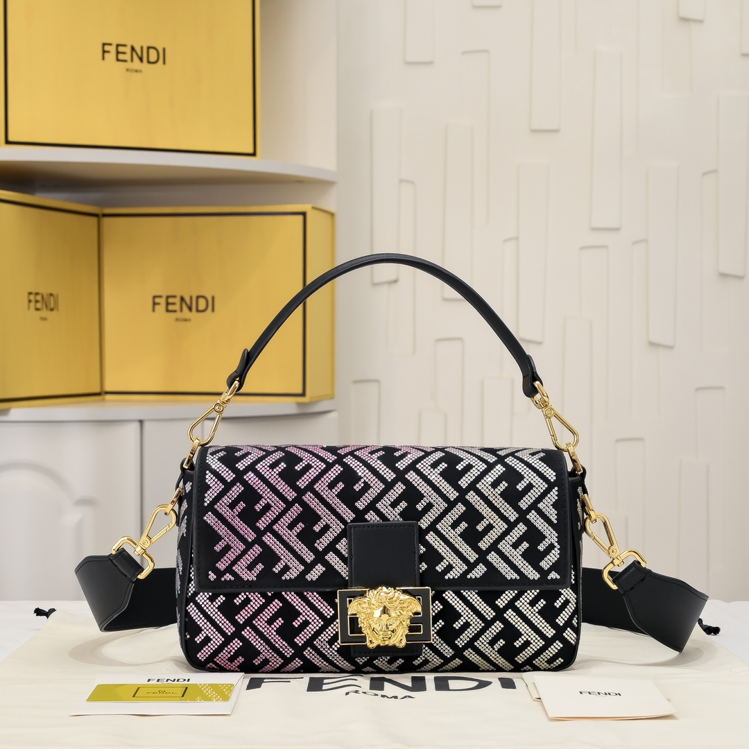 FENDI Colorful Rhinestone Baguette Bag 7711