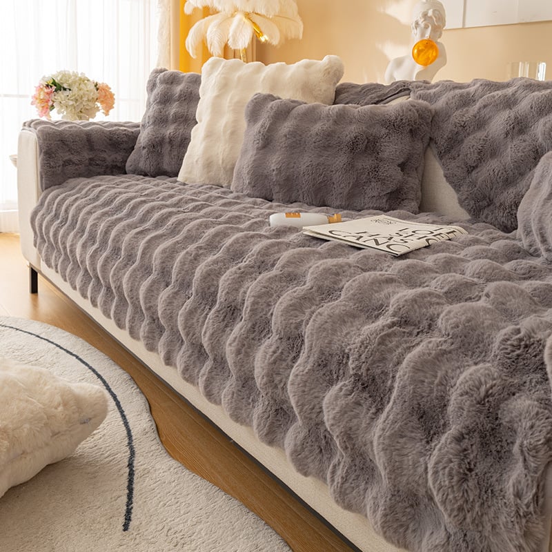 😍Cosy Plush Solid Colour Non-slip Couch Cover