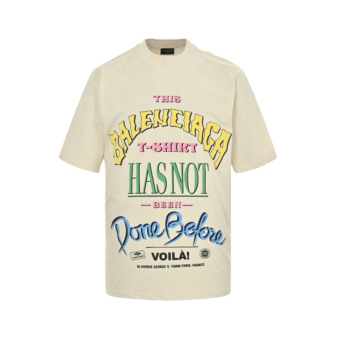 Balenciaga 24ss colorful letter foam print short sleeves