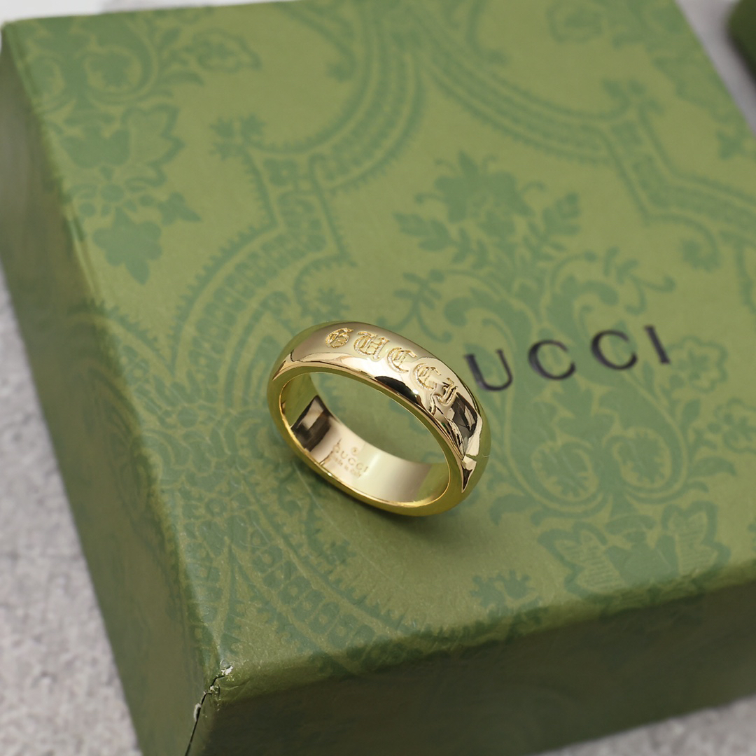 GUCCI printed gold ring