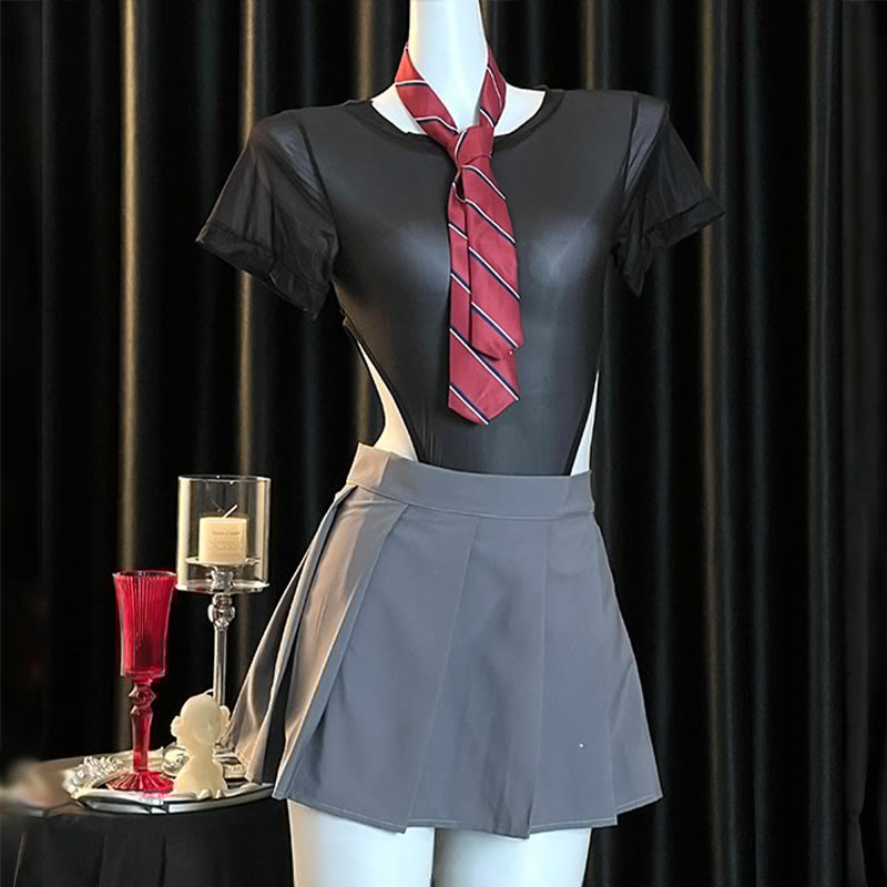 Cosplay See-through Tie Lingerie Set