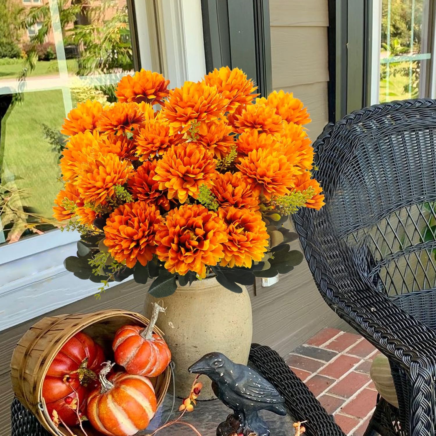 ✨Flash Sale✨9 Heads Fall Flowers Artificial Mums - UV resistant, Waterproof, Windproof
