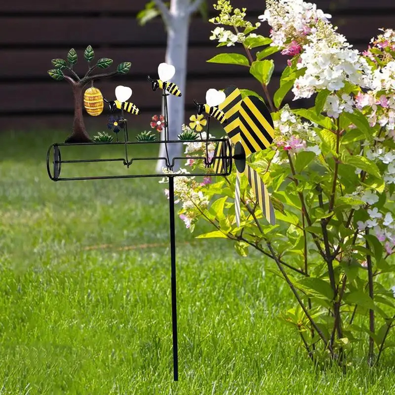 🔥Last Day 50% OFF🔥Three Little Bee Windmill Metal Lawn Ornament Windmill