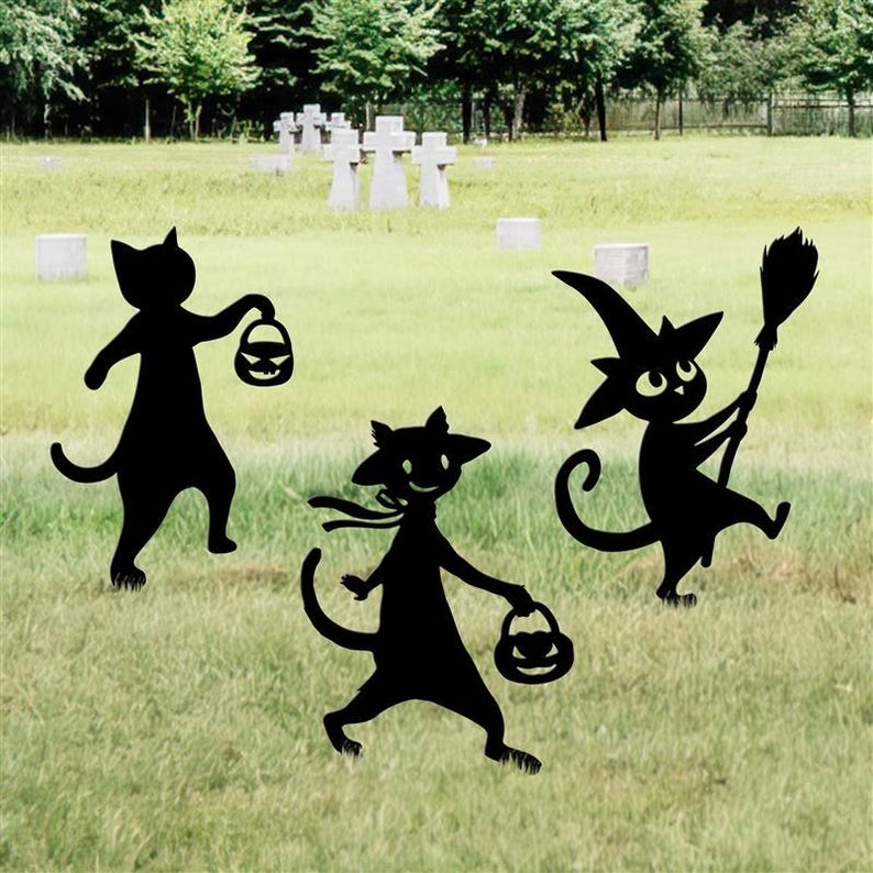 🔥Last Day Sale - 45% OFF🔥Halloween Cat Metal Yard Stake - Adorable Cat Sign