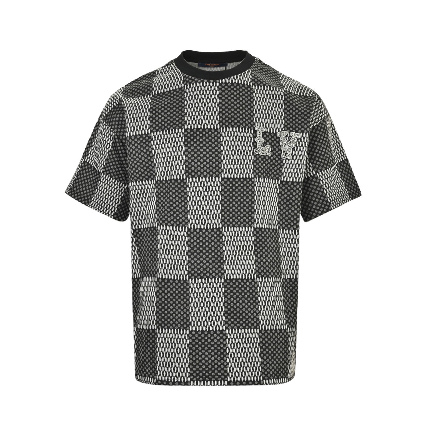 Louis Vuitton 25ss Pharrell Collaboration Checkerboard Rhinestone Wool Short Sleeve