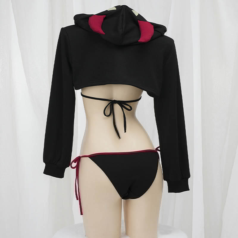 Demon Bikini Hoodie Lingerie Set