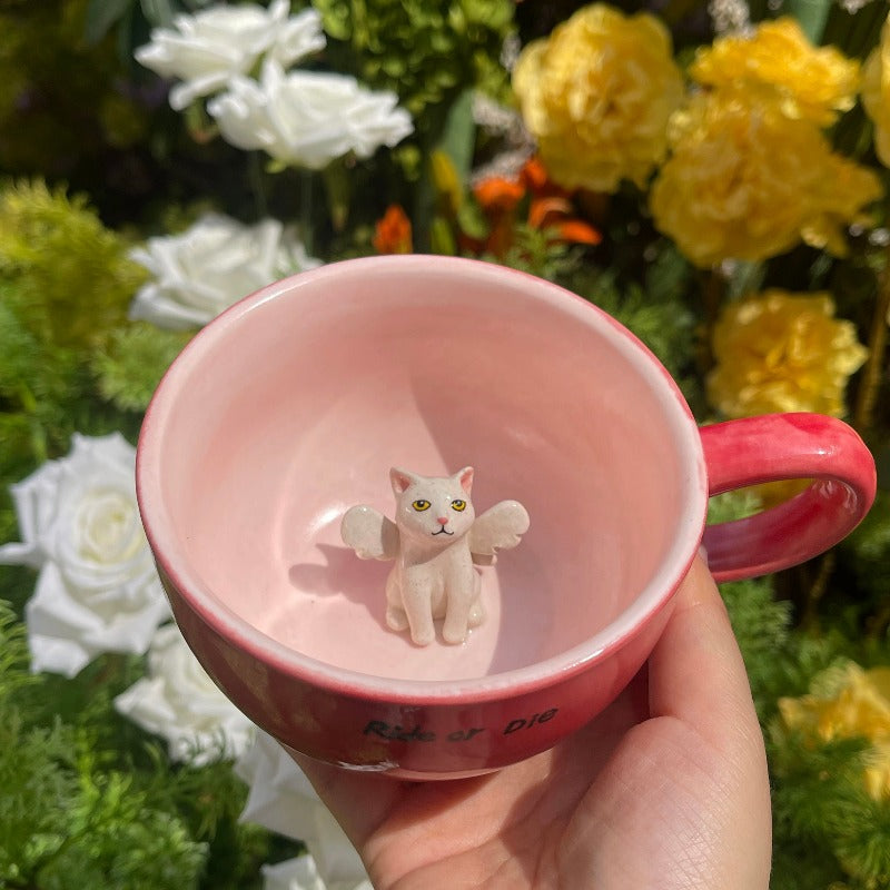 Tasse en céramique de figure d’animal de compagnie personnalisée faite à la main