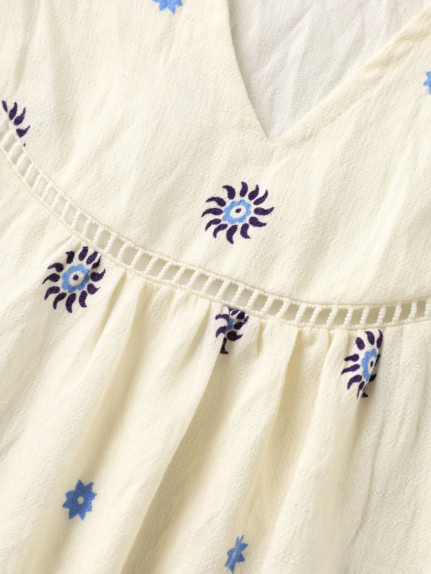 Boho Print Notched Collar Blouse