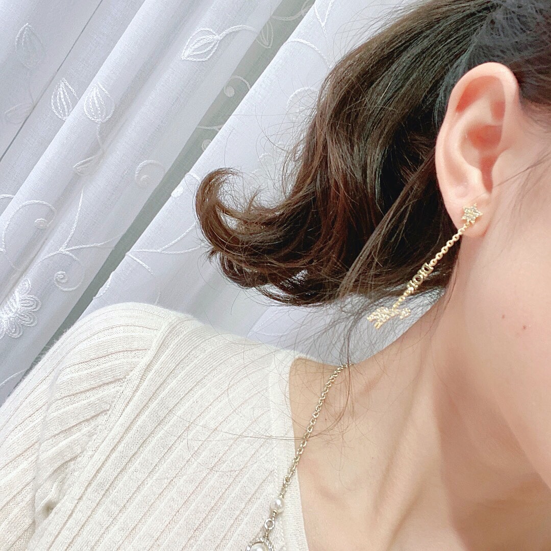 Dior cute deer rhinestone long earrings