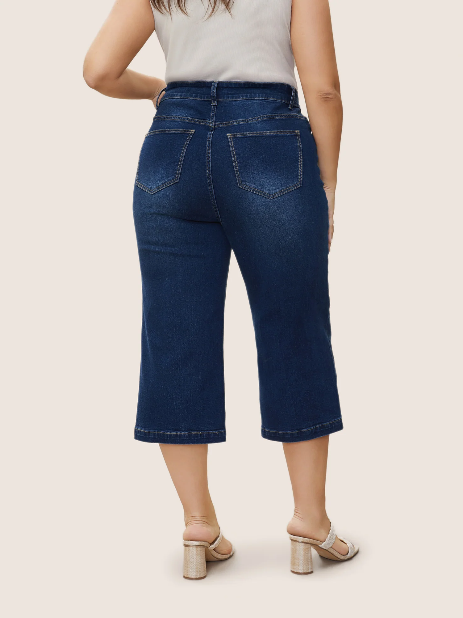 Medium Wash Wide Leg High Stretch Jeans