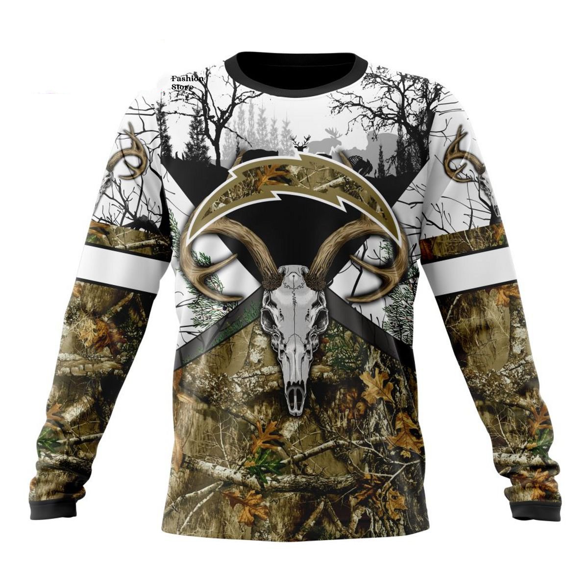 LOS ANGELES CHARGERS DEER SKULL AND FOREST 3D HOODIE