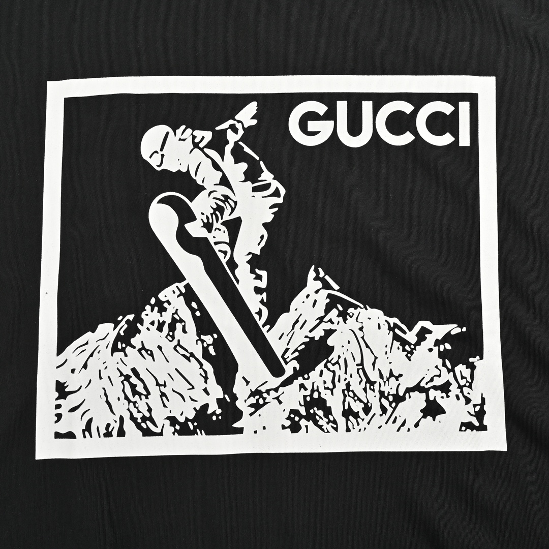 Gucci 24ss snow mountain ski print short sleeve