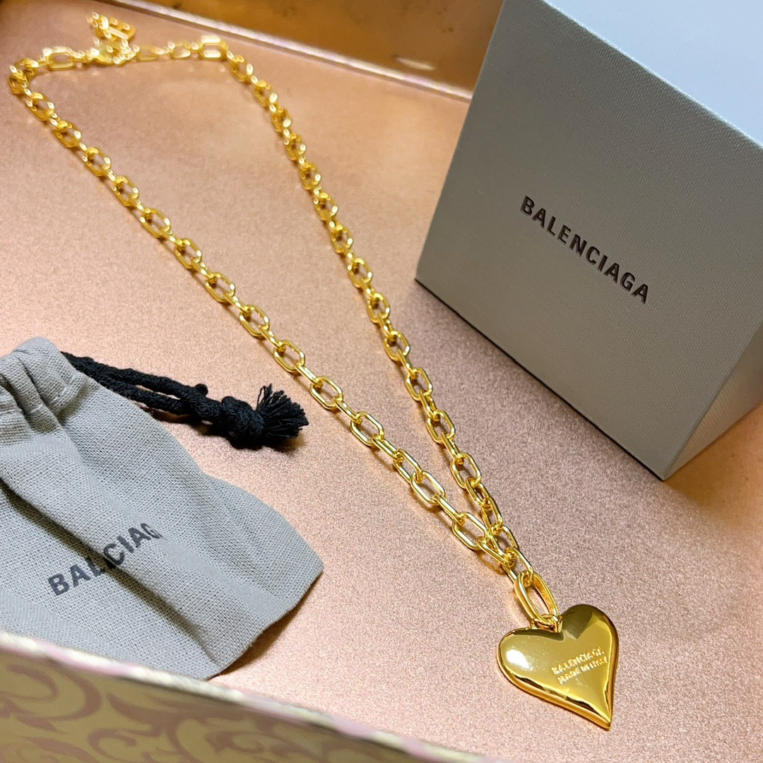 Balenciaga Heart Gold Chain Necklace