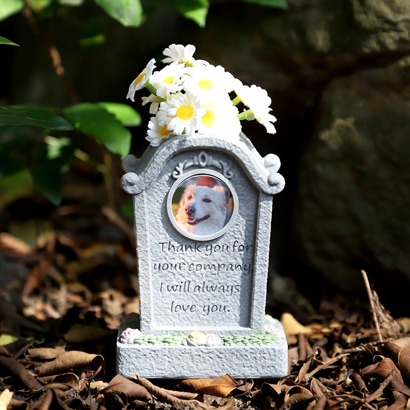 🐾 Pet Memorial Vase with Photo Frame – Resin Flower Holder for Indoor/Outdoor Garden