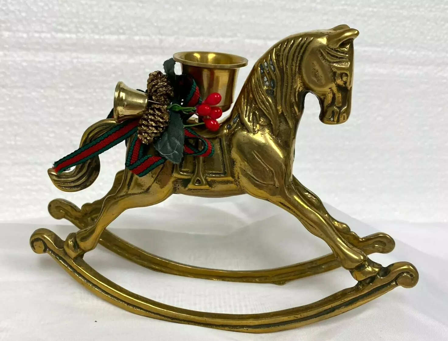 🐎🕎Vintage Brass Rocking Horse Candle Holder