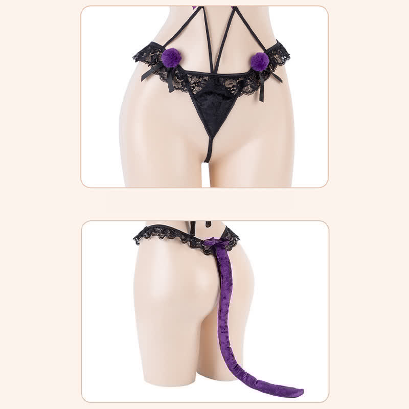 Cosplay Kitty Lace Up Bikini Lingerie Set