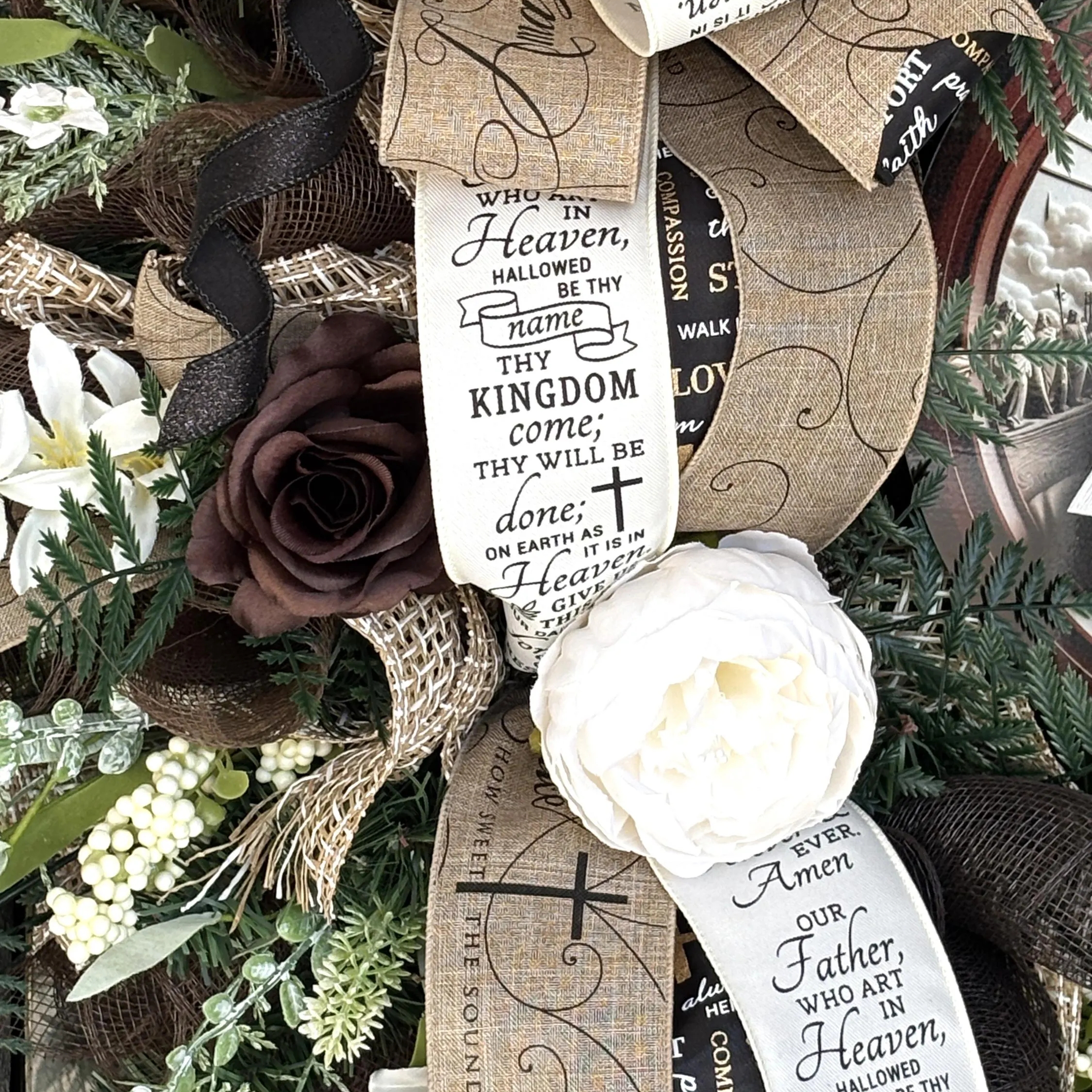 Our Father Who Art in Heaven Wreath, Easter Wreath, Amazing Grace Decor, He is Risen