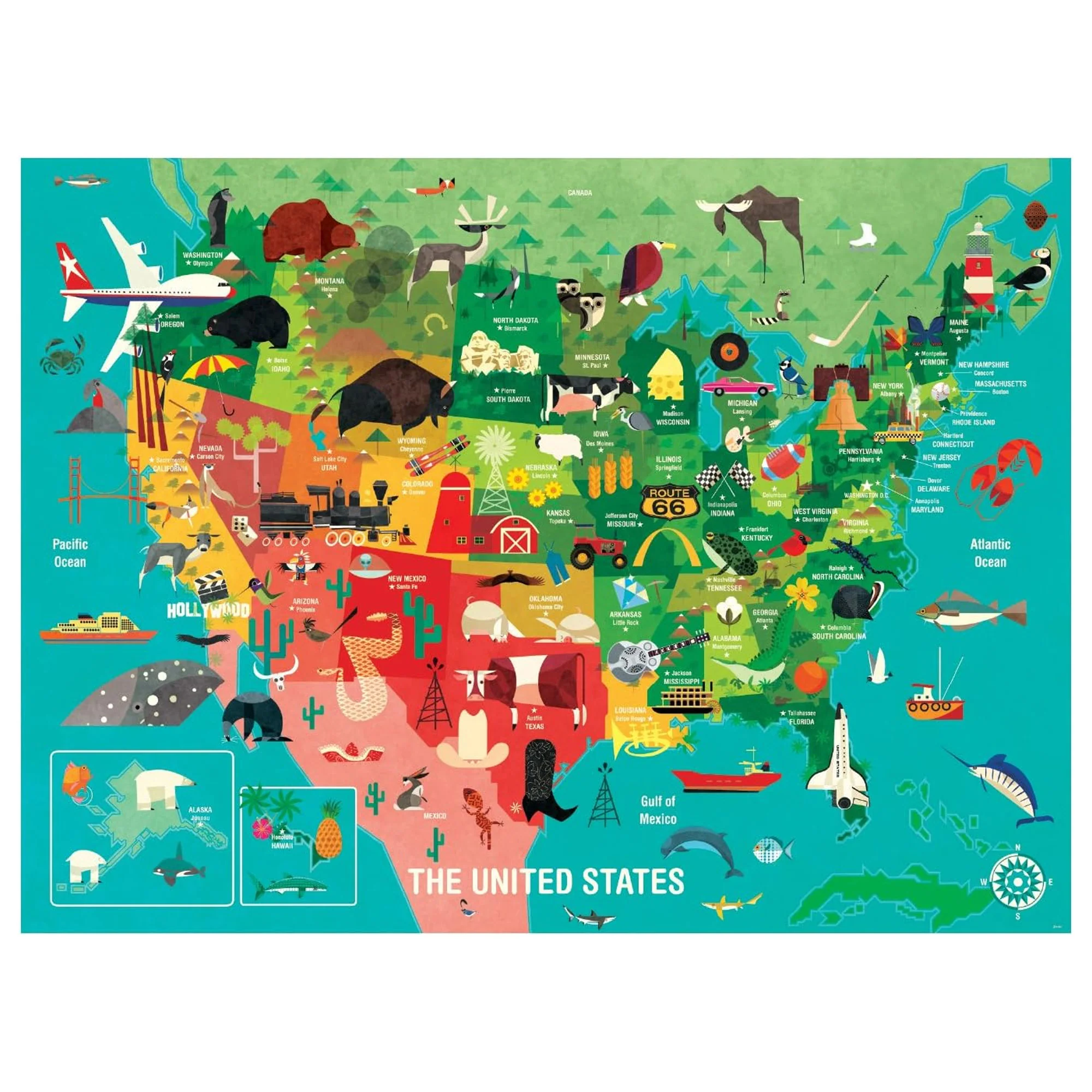 Mudpuppy 1000 Piece United States Jigsaw Puzzle for Adults and Families, One Size