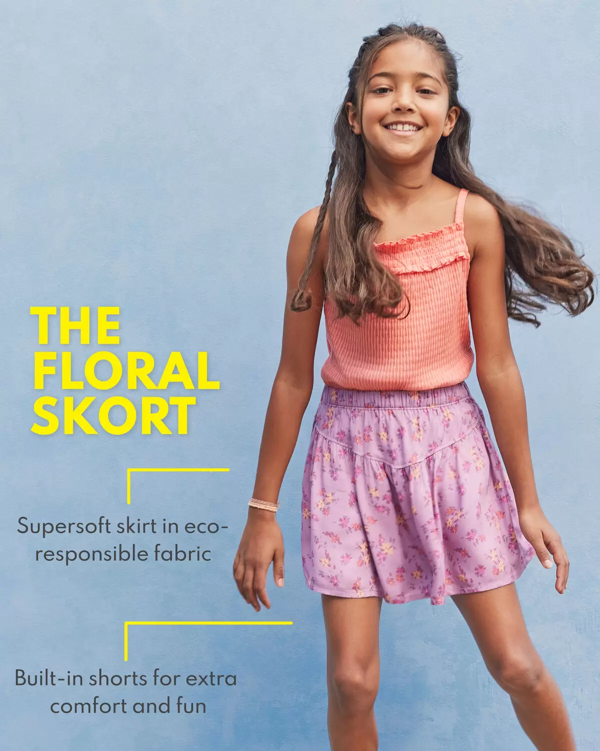 Oshkosh Kid LENZING™ ECOVERO™ Floral Print Smocked Top with Skort