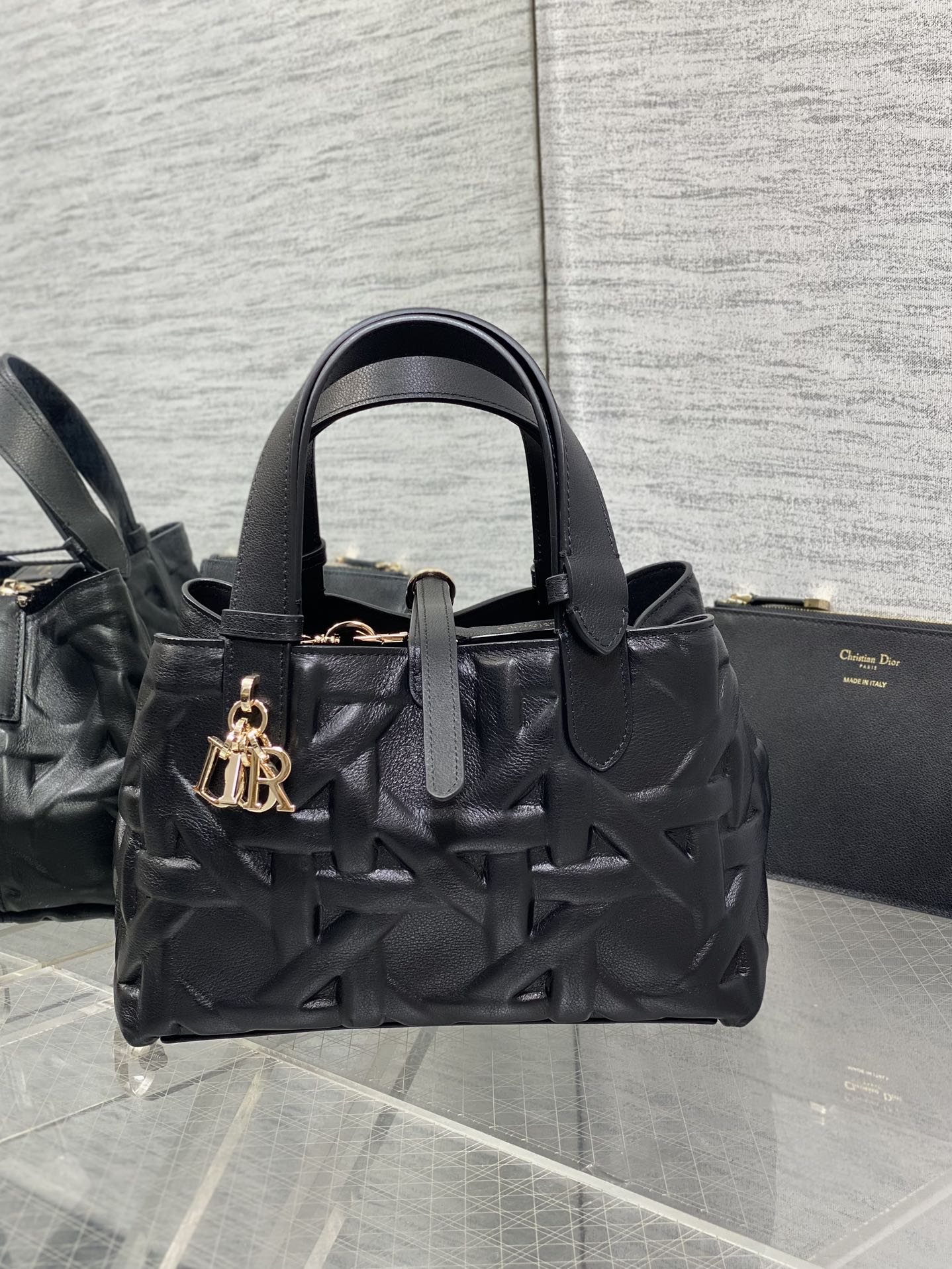 Dior Toujours series black embossed handbag