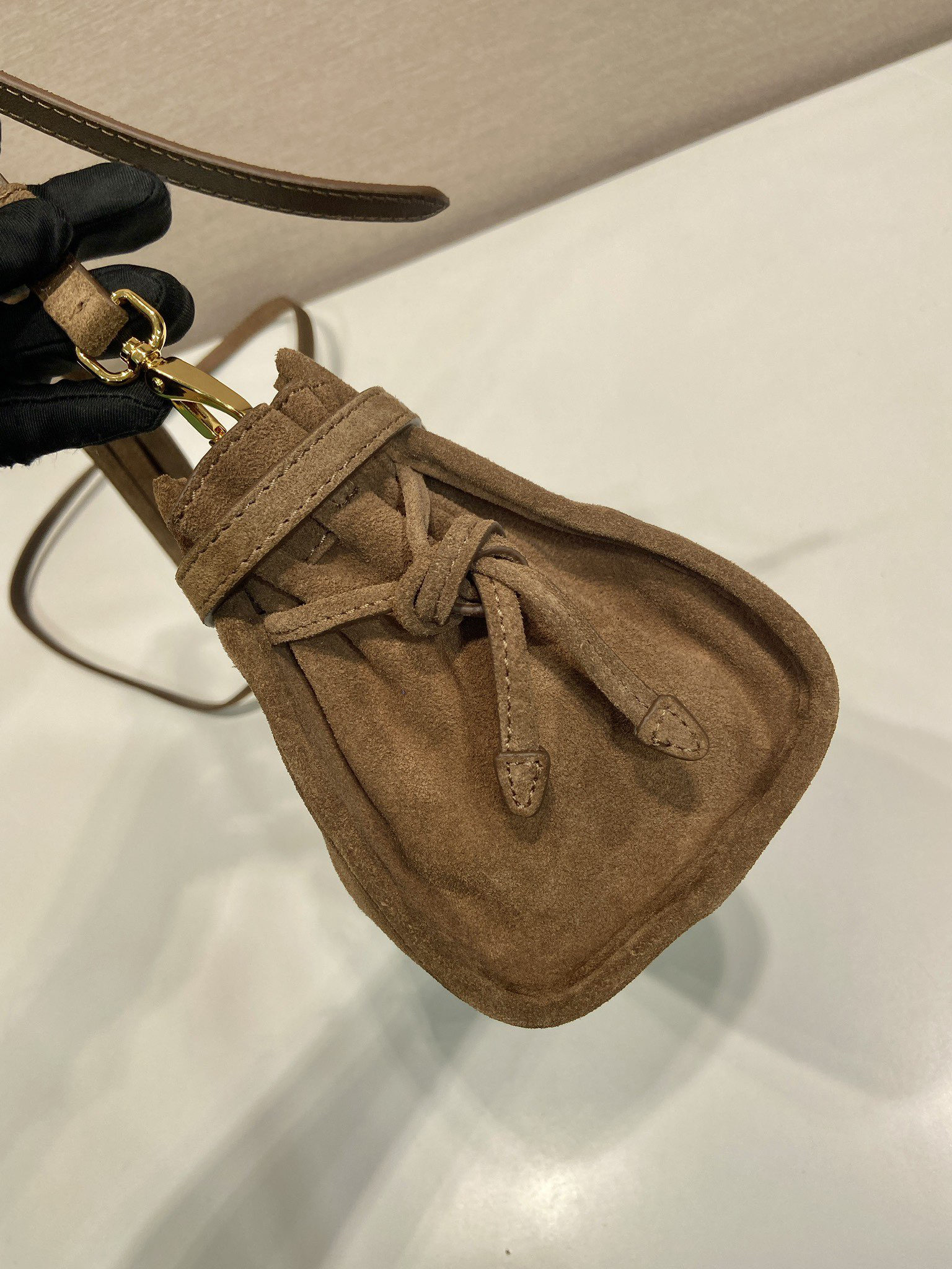 Prada LusSolf Suede Crossbody Bag 1BA215