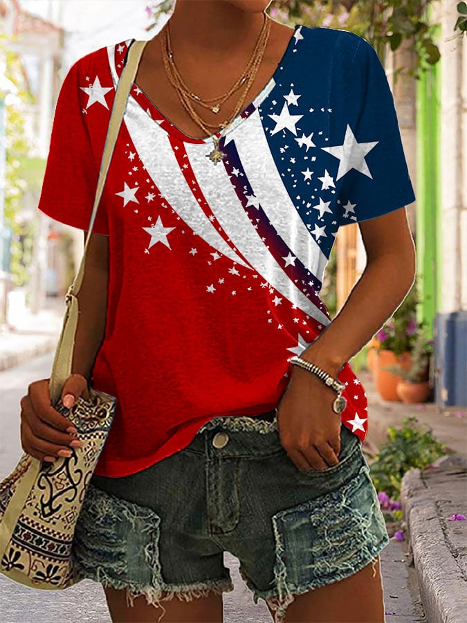 Women's America Flag Print T-Shirt
