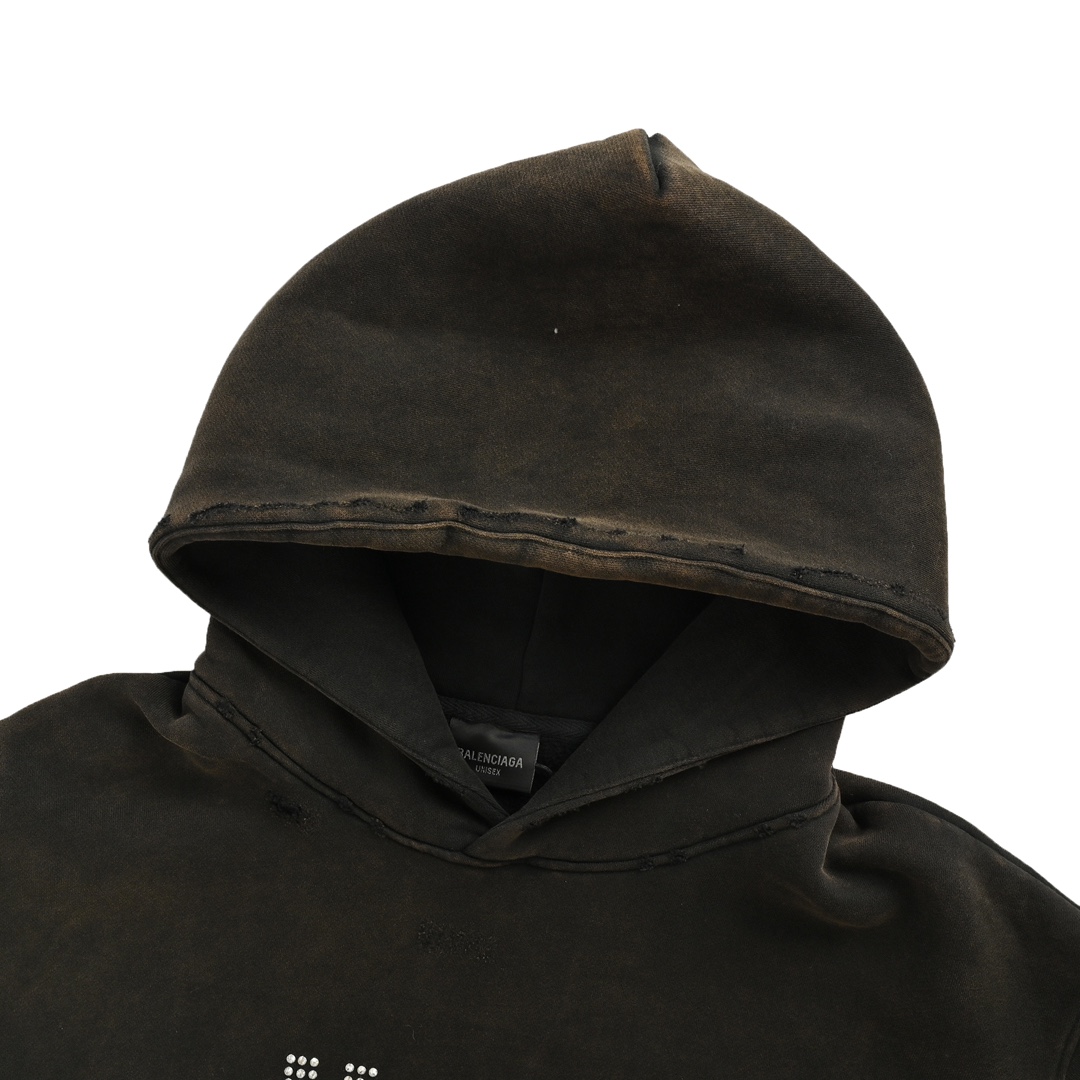 Balenciaga 24Fw Double B Bitcoin Hot Diamond Plush Hoodie