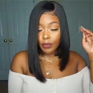 Luna L05 African American Cropped Shoulder Length Bob Straight Wig