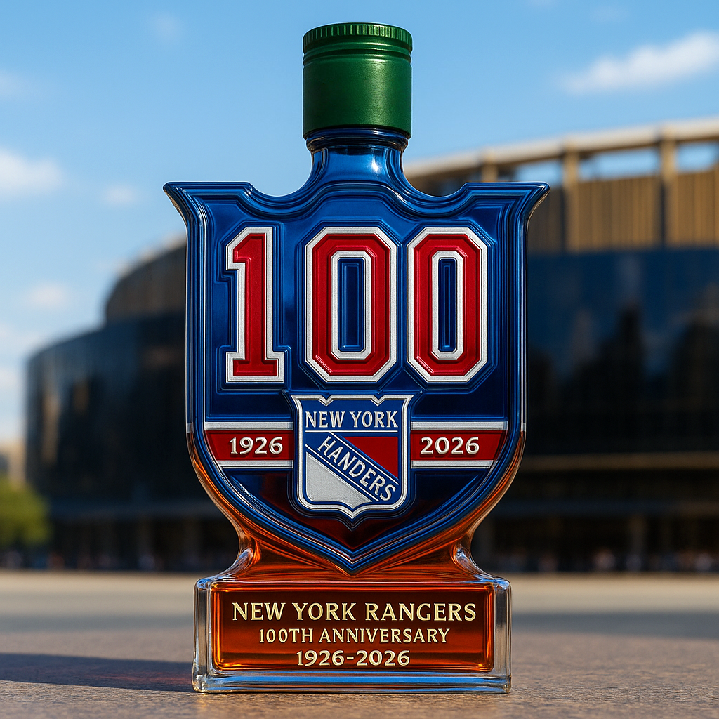 New York Rangers 100th Anniversary Whiskey Bottle