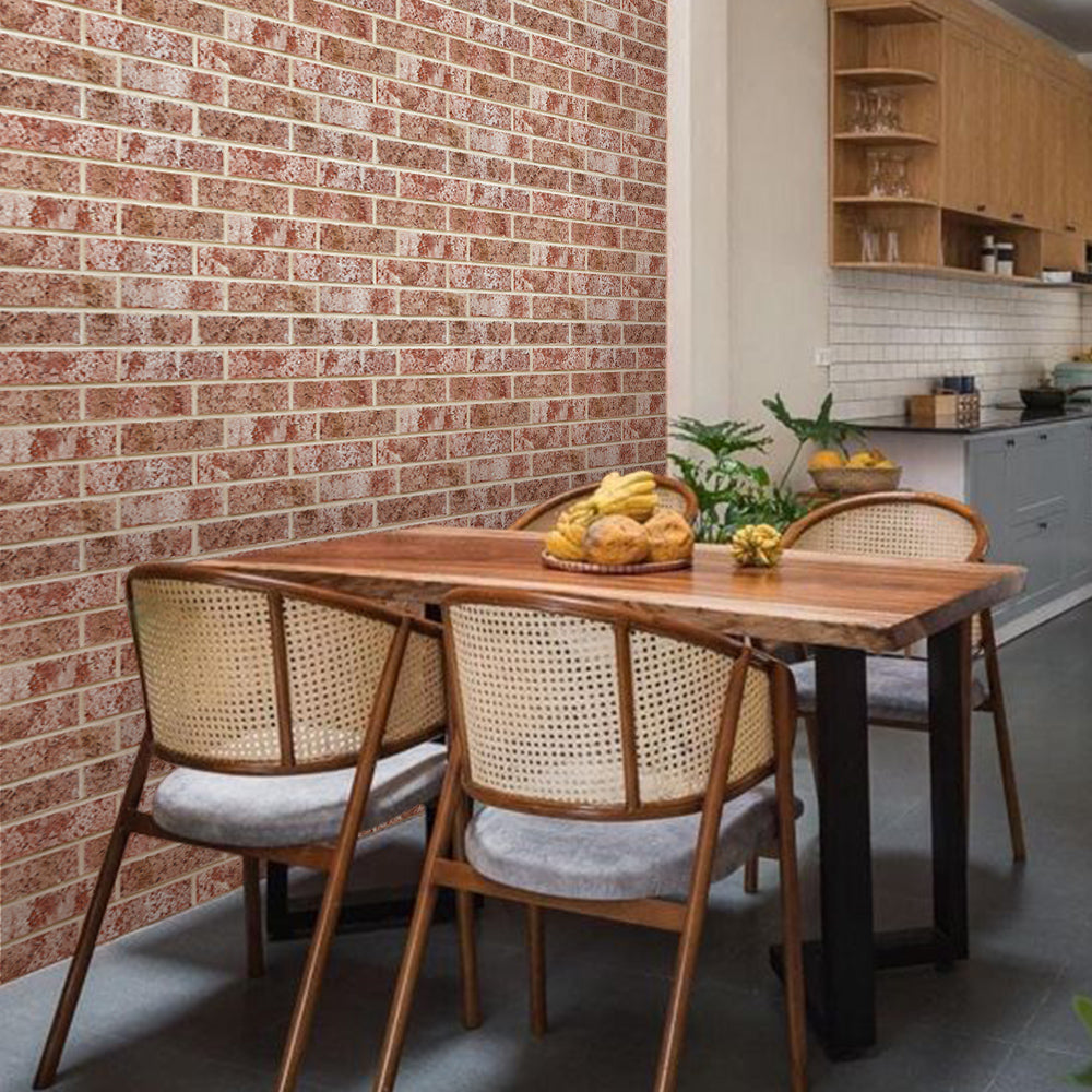 3D Whitewash Red Brick Peel and Stick Wall Tile