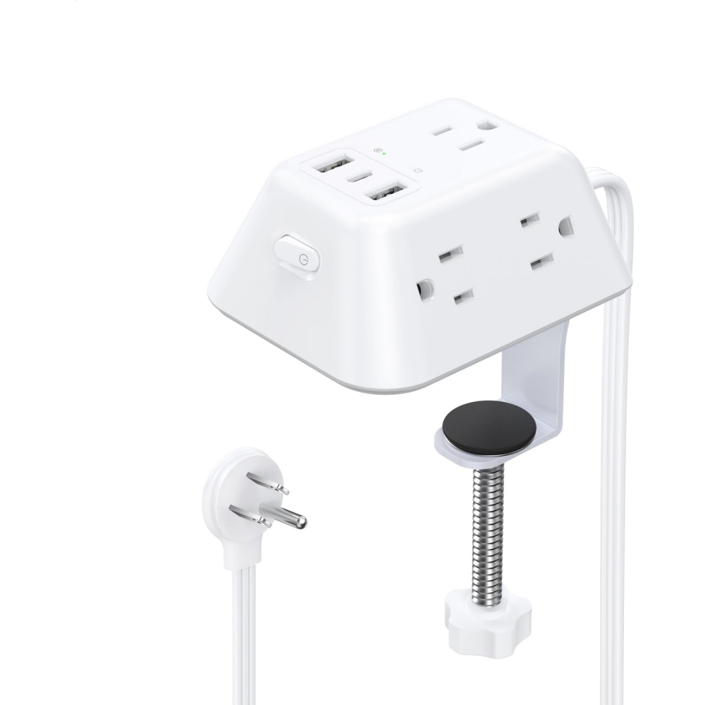 🔥On Sale🔥Desk Clamp Power Strip With Surge Protector and 5 AC Outlets and 3 USB Ports