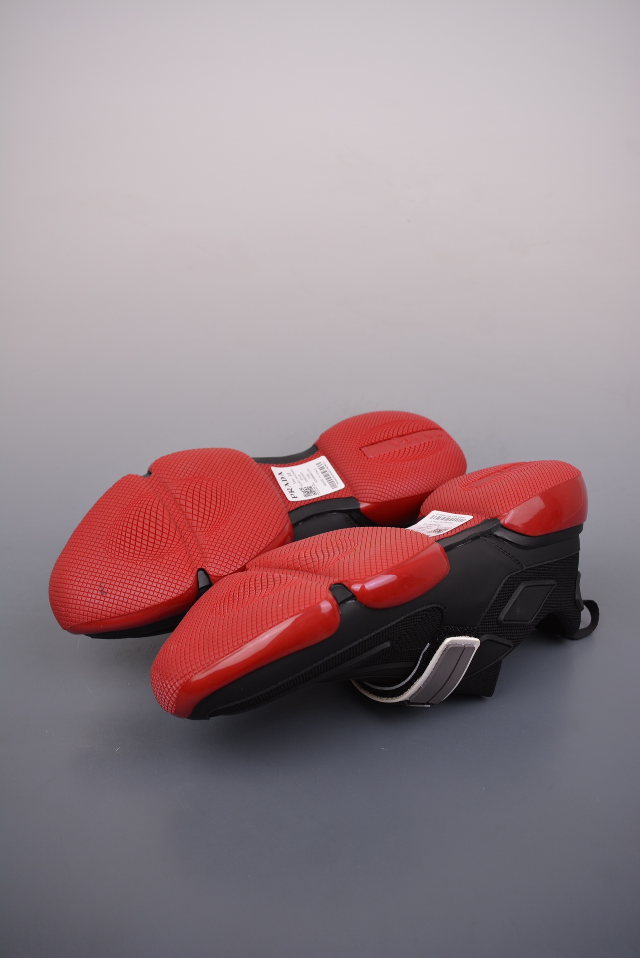 Prada Cloudbust Velcro Strap Low Sneakers Black Red White 2OG064_1OUF_F002L