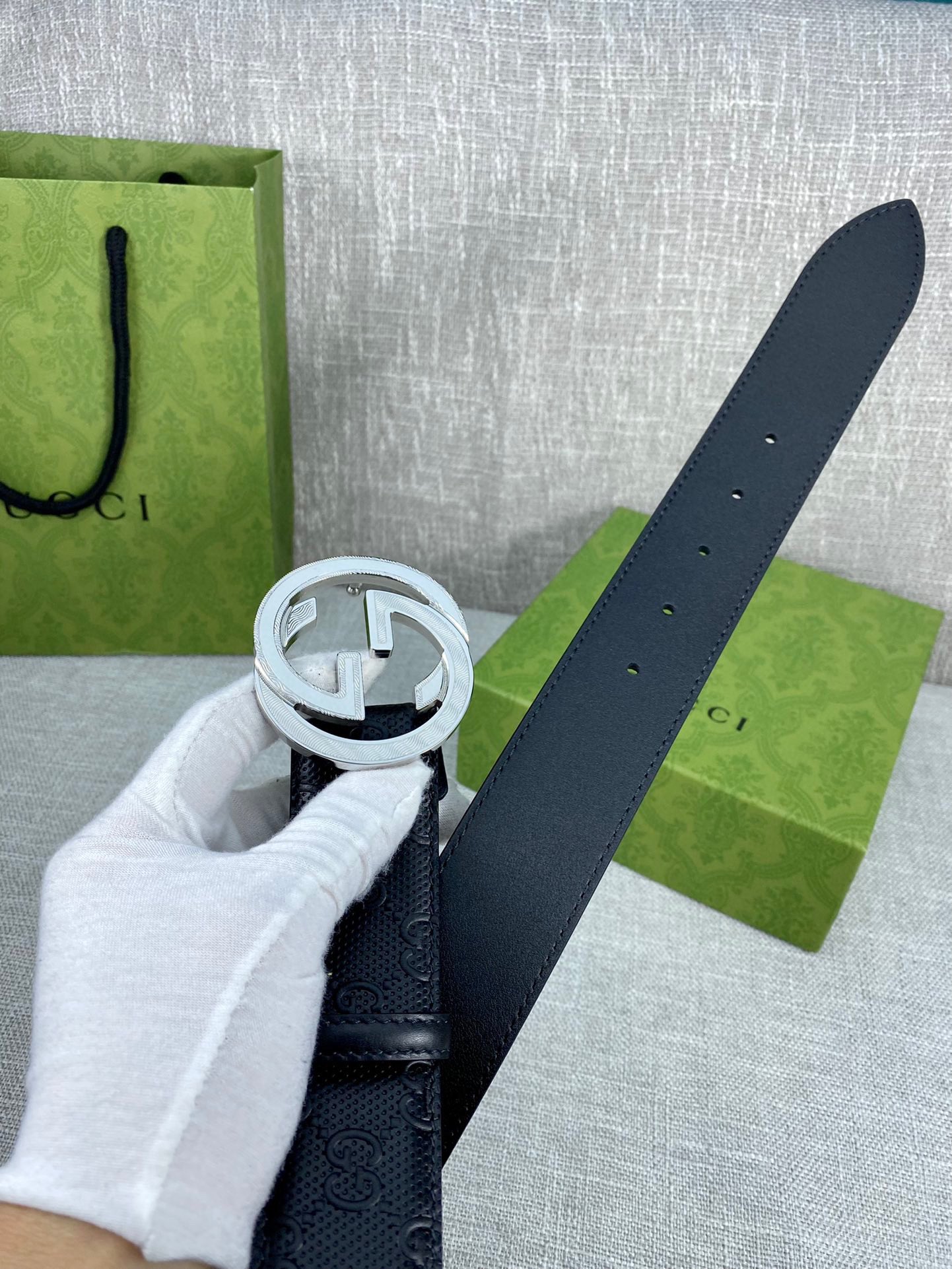 Gucci Signature printed leather belt width 4.0CM