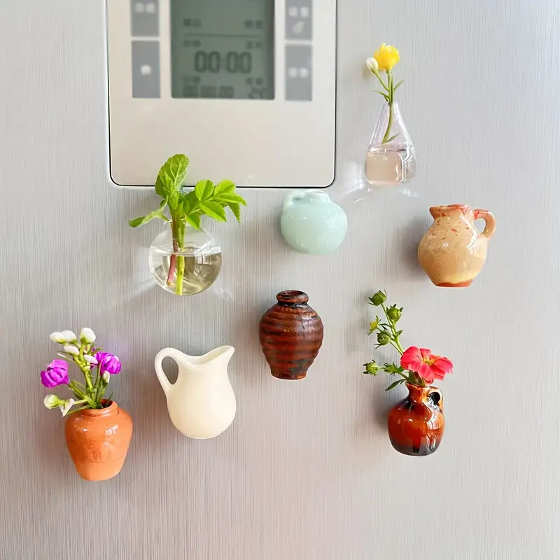ON SALE🔥8 Pcs/Set Magnetic Mini Ceramic Glass Vase With Dropper - Handmade Ceramic Vase