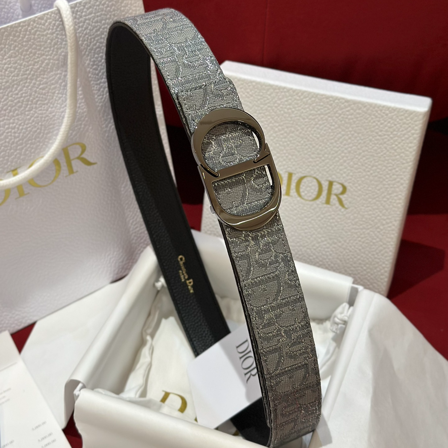 Dior CD Buckle Canvas Leather Belt 3.5CM Width