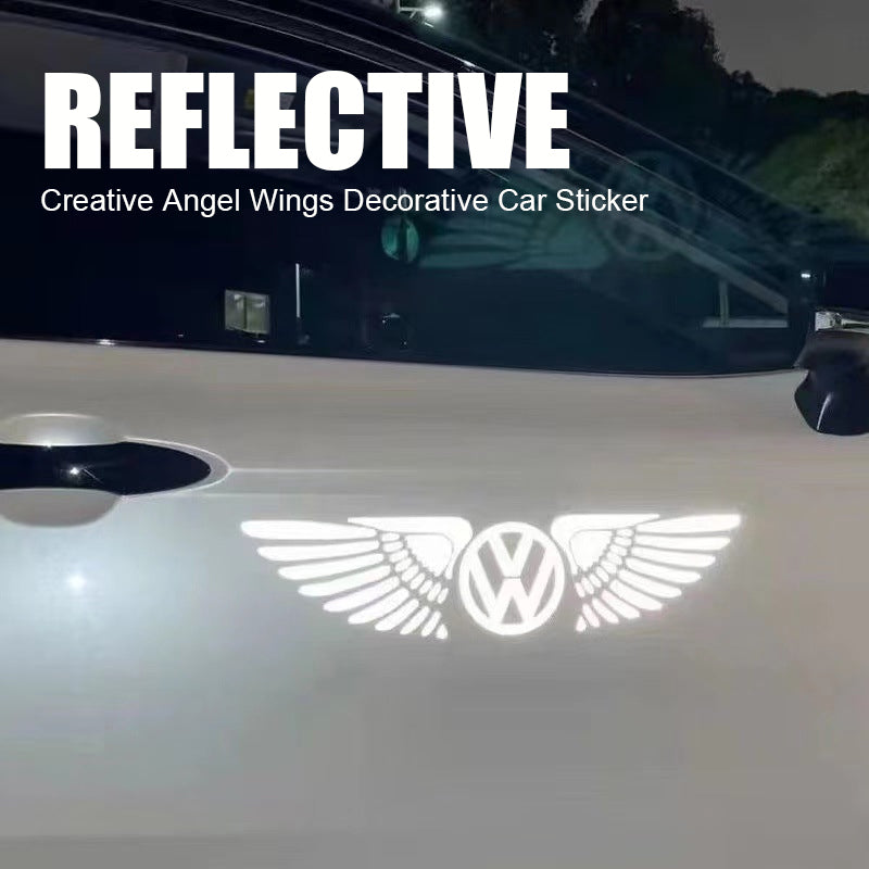Creative Angel Wings Decorative Night reflective Car Logo Sticker